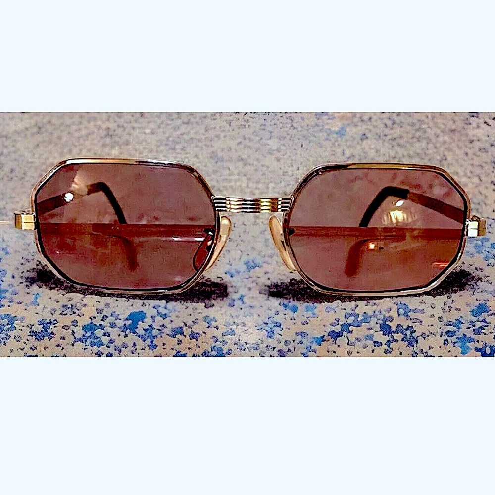 👓COTTET👓VTG 14K GOLD HEXAGONAL UNISEX 60’S SUNGLASSES EUC 🇫🇷